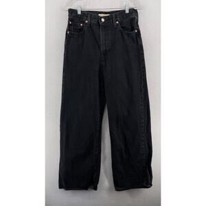 LEVIS Jeans Womens 29 x 32 Ribcage Wide Leg Big E Premium Denim High Rise Black